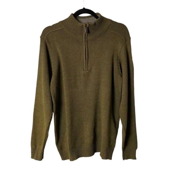 Oscar De La Renta Men Size Small Olive Green Knit Quarter Zip Pullover Sweater
